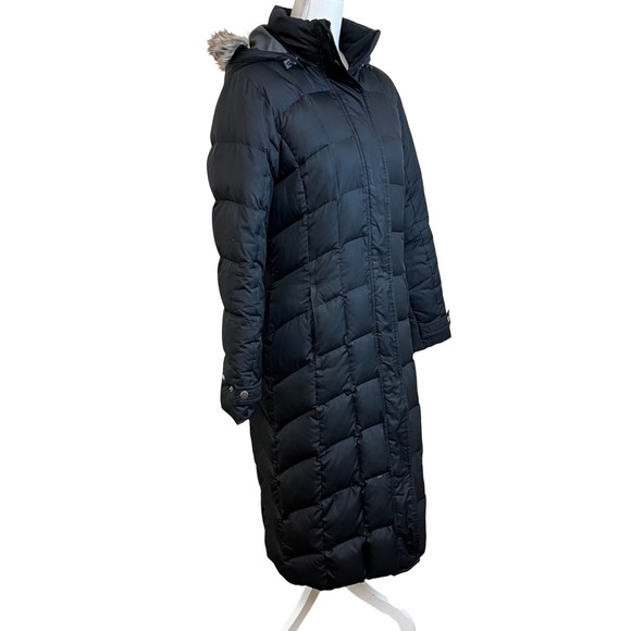 EDDIE BAUER Down Duffle Lodge Long Puffer Coat Sz. M Hooded Winter Faux Fur - Picture 14 of 14